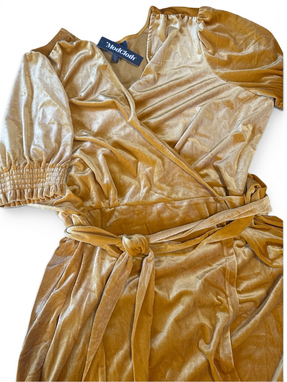 ModCloth Mustard Gold Velvet Wrap Dress for Kids
